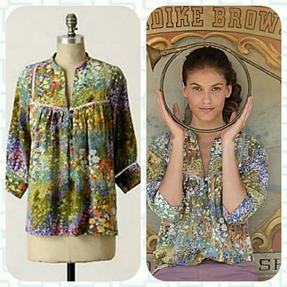 Anthropologie Tops - Anthropologie Dolan Flowering Pasture Blouse